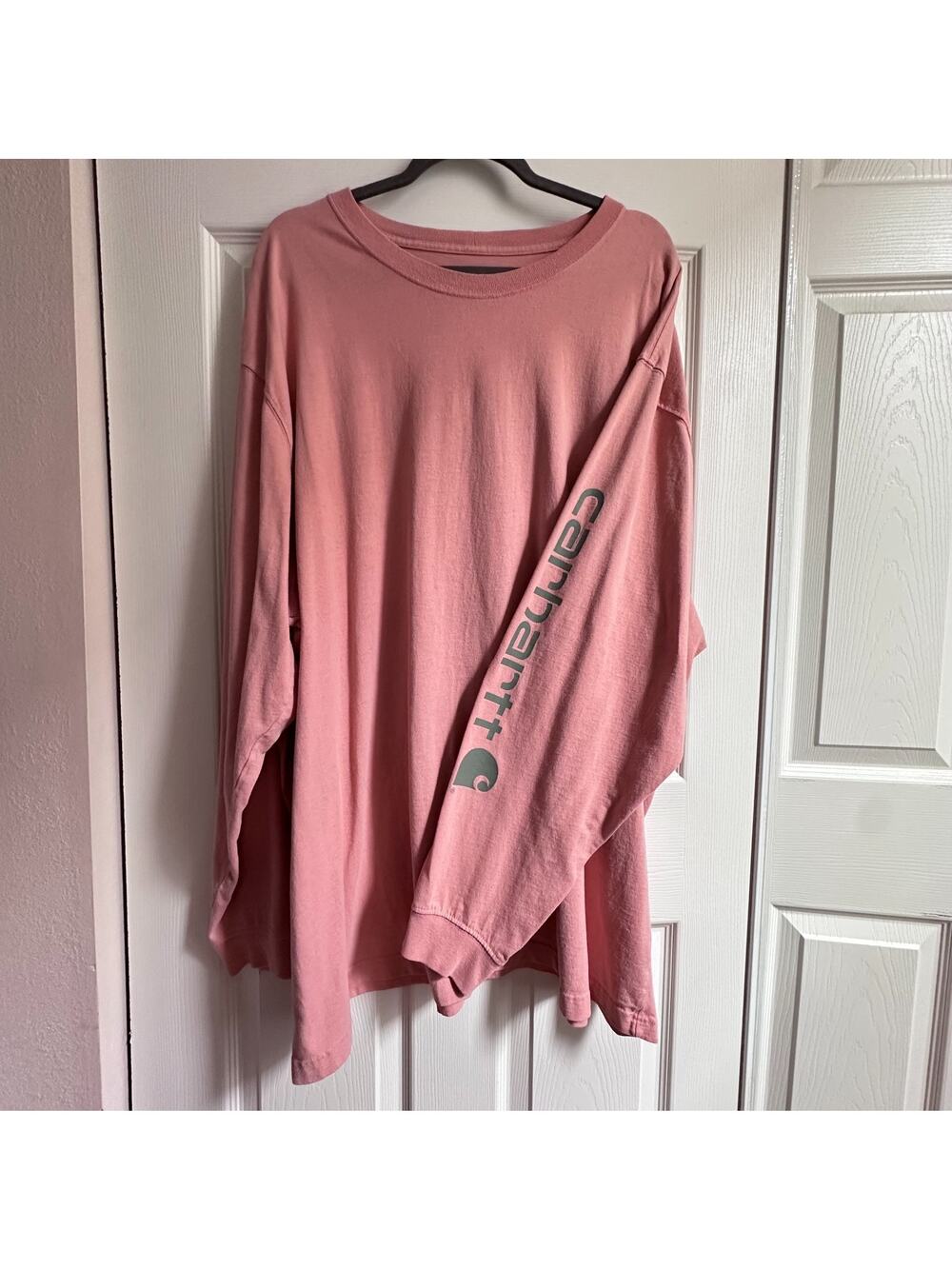 Carhartt Men's 3X Salmon Pink Loose Fit Signature Long Sleeve Logo T-Shirt